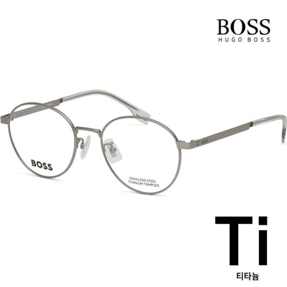 [Hugo Boss] Hugo Boss Titanium Eyeglass Frames BOSS1475F R81 Matte Silver Round Lightweight Silver Frames