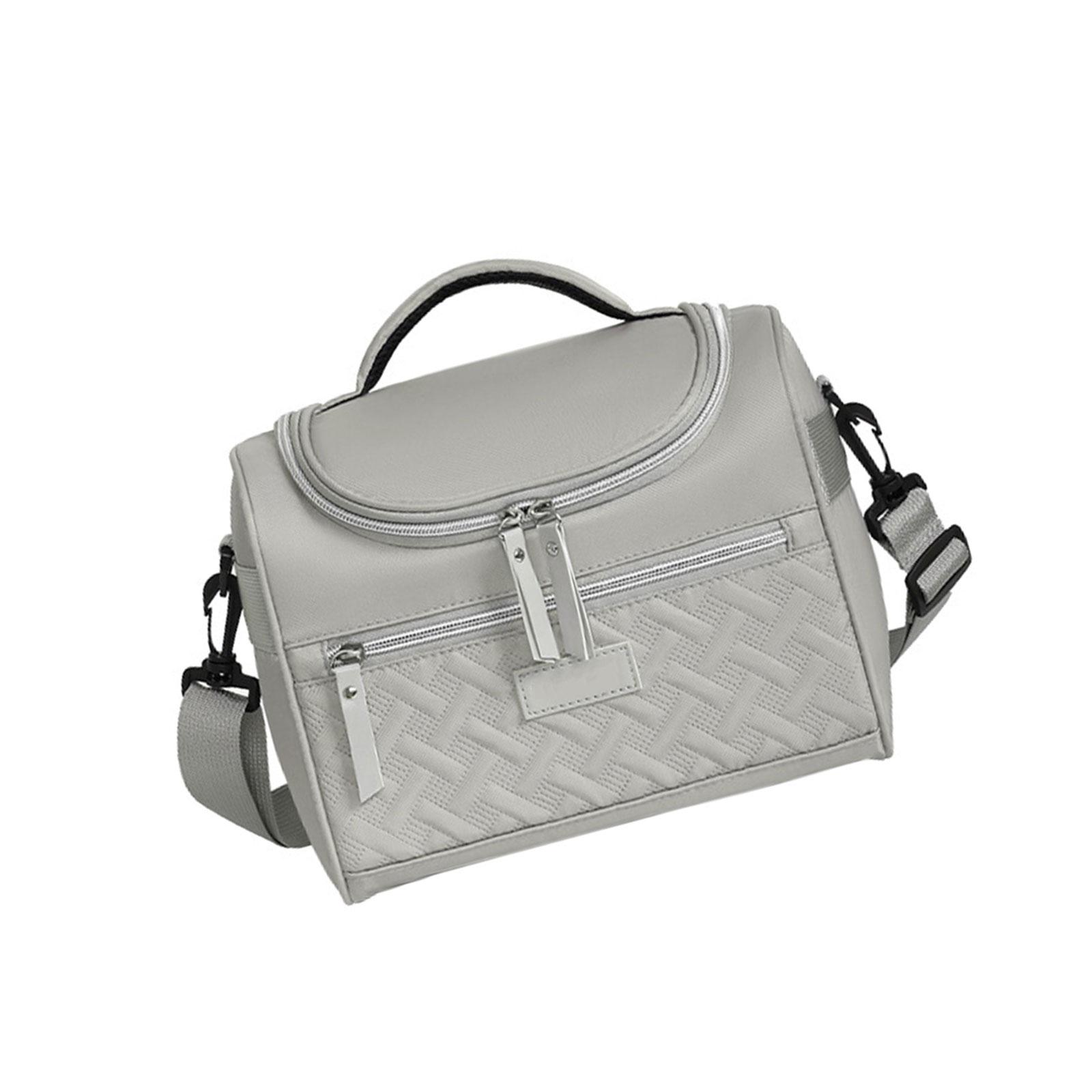 Портативная термосумка для ланча для путешествий Просторный контейнер для хранения еды и напитков Сумка для бенто с плечевым ремнем серый