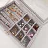 Elegant Jewelry Box with Glass Lid Velvets Jewellery Organizer Necklaces Storage Container for Jewelry Enthusiasts