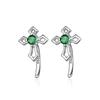 S925 Silver Fashion Origami Crane Snake Earrings Thick Zircon Cross Ear Studs DIY Gift for Women