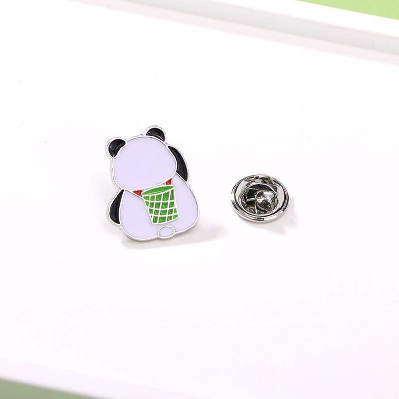 Chinese style panda brooch cute animal bag badge clothing bag accessories bamboo giant panda chain collar pin