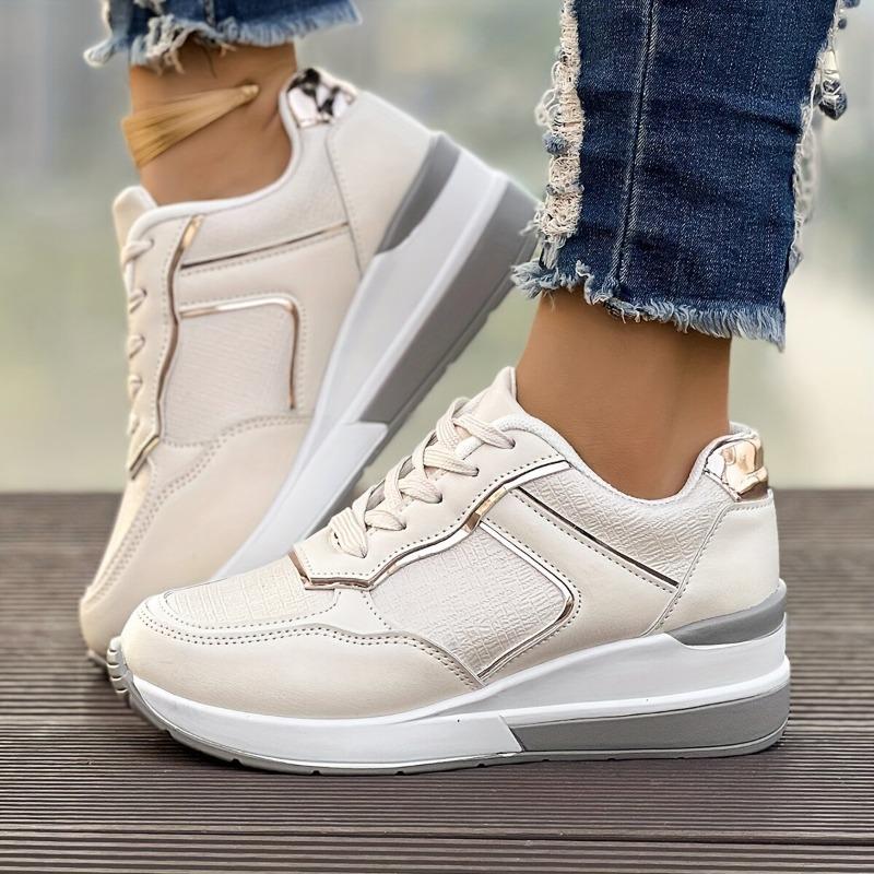 Spring and autumn new color matching lace-up wedge heel platform women's single shoes large size rhinestone sports and leisure shoes women