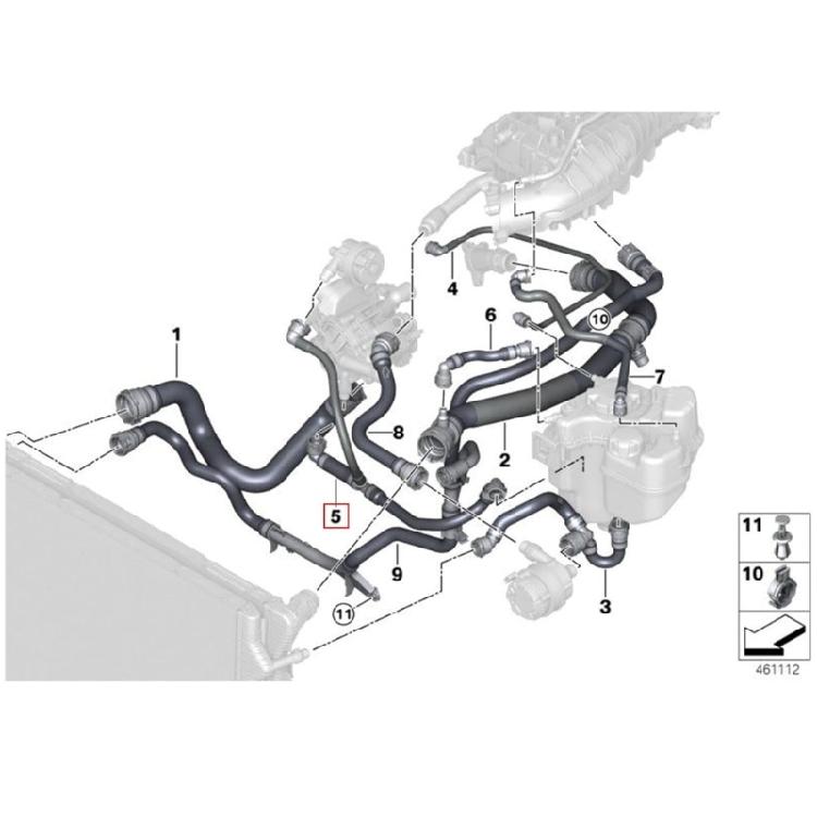 Replacement Radiator Hose Easy Installation Engine Coolant Water Inlet Pipe Hose 17128616914 Automotive Accessories