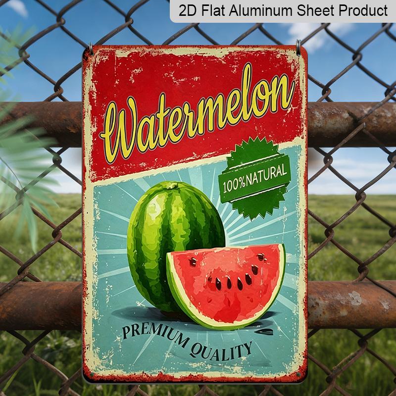 

2D Flat, 1pc Watermelon 100% Natural Aluminum Sign - Retro Fruit Wall Decor Kitchen Decor, Garden Decor, Farm Stand, Summer Patio, Fruit Stand 20*30cm