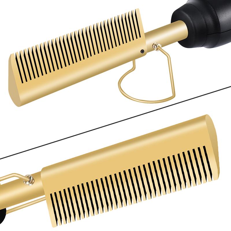 Electric Hot Comb Dual Voltage Copper Heater Hair Curler Copper Comb Straightening And Curling Hair Care
