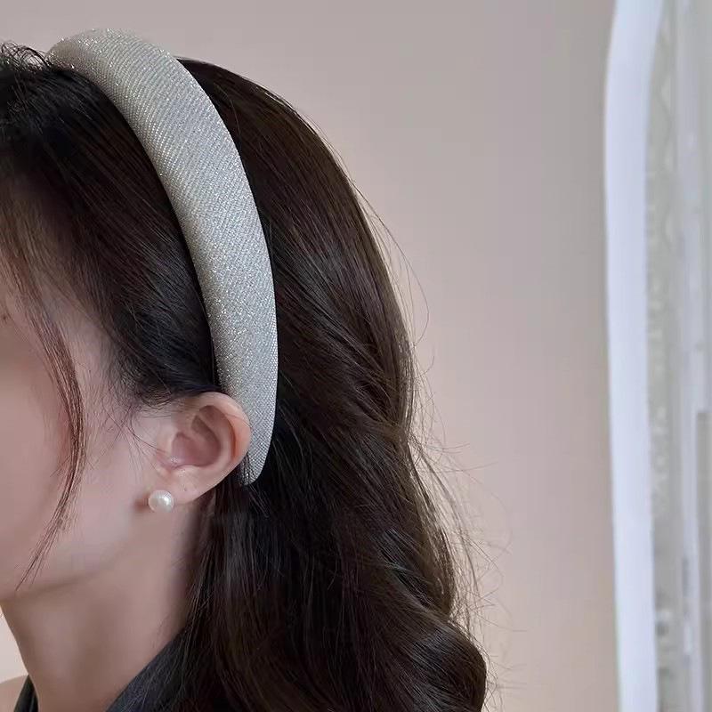 

Роскошная повязка на голову в корейском стиле с серыми бриллиантами - Высококлассный ретро аксессуар для волос светло-серый