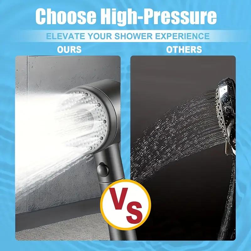 New Hollow Booster Shower Head Filter Shower Head Five-speed Adjustable Home Bathroom Water Heater Shower Drizzle