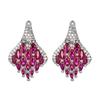 Red Spinel Jewelry Set Women Floral Design Copper Chain Necklace Stud Earrings Fashion OL Style 2025