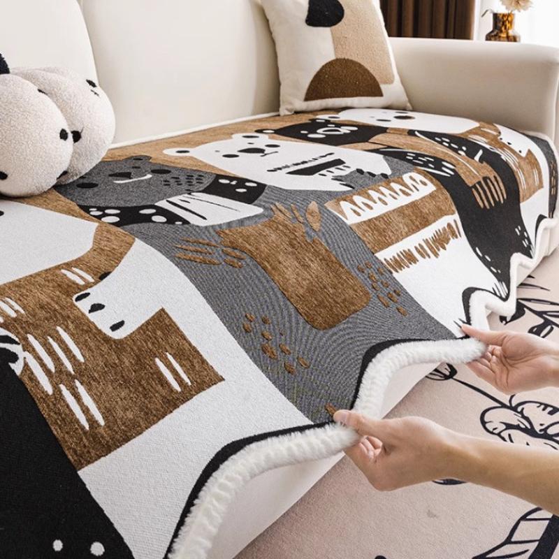 Chenille Material Irregular Sofa Cushion, with Protective Covers for Armchair, Loveseat, 3-seater Sofa, 4-seater Sofa, Living Room, Bedroom, Office