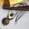 Vintage Zen Long Feathers Geometric Necklace Women'S Style Multi-Layer Stacked Sweater Chain Accessories
