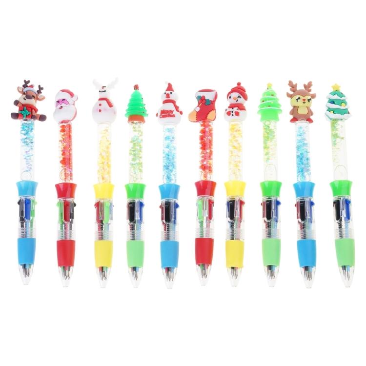 

10Pcs Christmas Multicolor Pen for Color Coding Writing Drawing 4 Color-in-1 Writing Pen Multicolor Ballpoint Pen