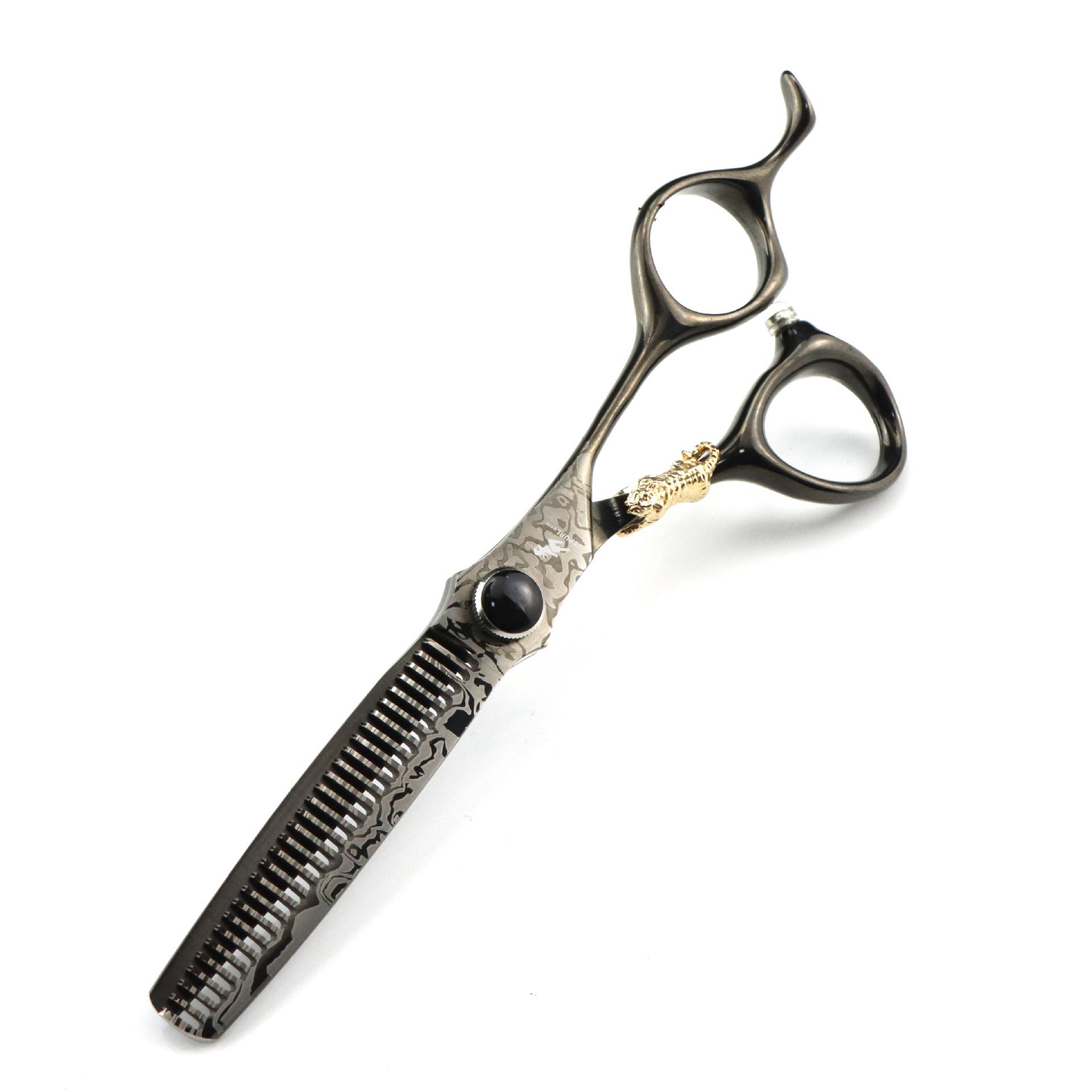 6.0-inch Damascus Steel Golden Tiger Hairdressing Thinning Shears