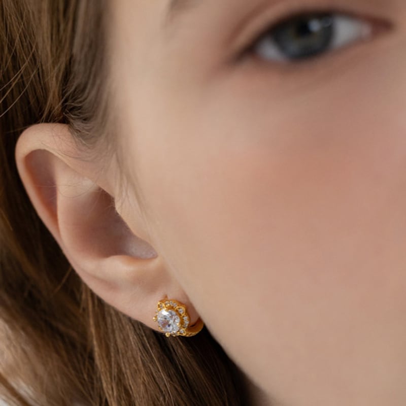 TATIANA (925 Silver) Luster Bloom Cushion Hoop Earrings EC3187