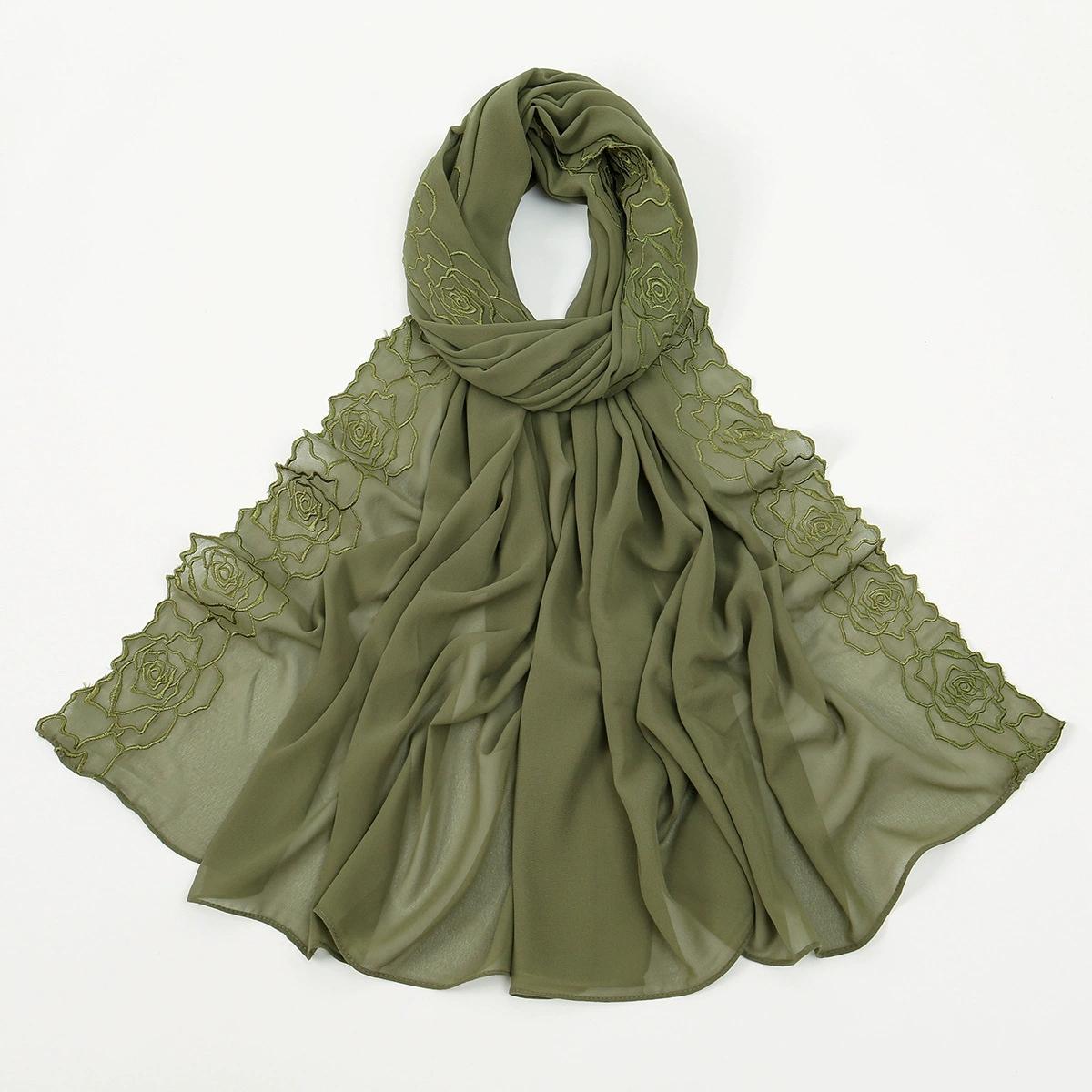 

Малайзия Индонезия Вышитый шифоновый платок-шаль-тюрбан Головные уборы Высококачественный дышащий женский шарф 75*180см 75x180cm