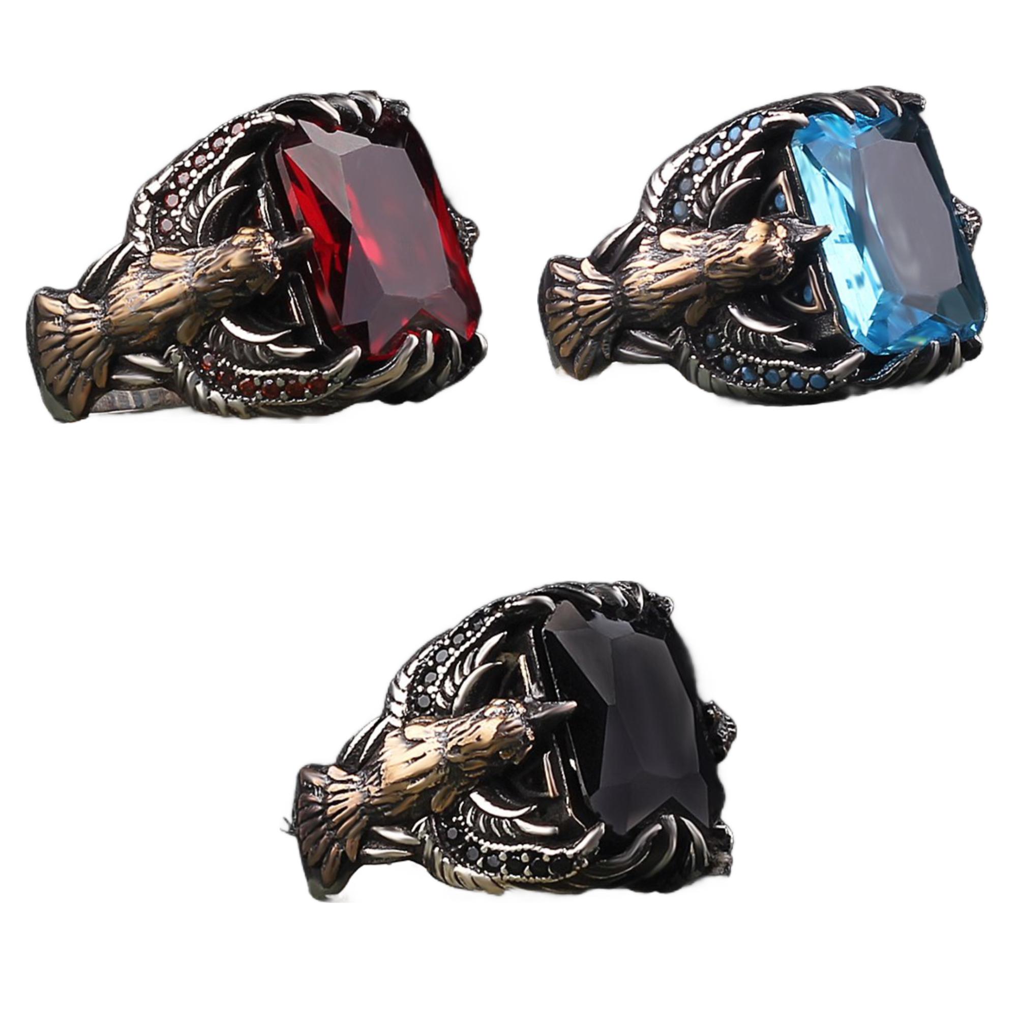 

Кольцо с изображением орла, квадратный камень, стерлинговое серебро 925 пробы, мужские украшения, подарок на День Святого Валентина для него, модные мужские аксессуары 7