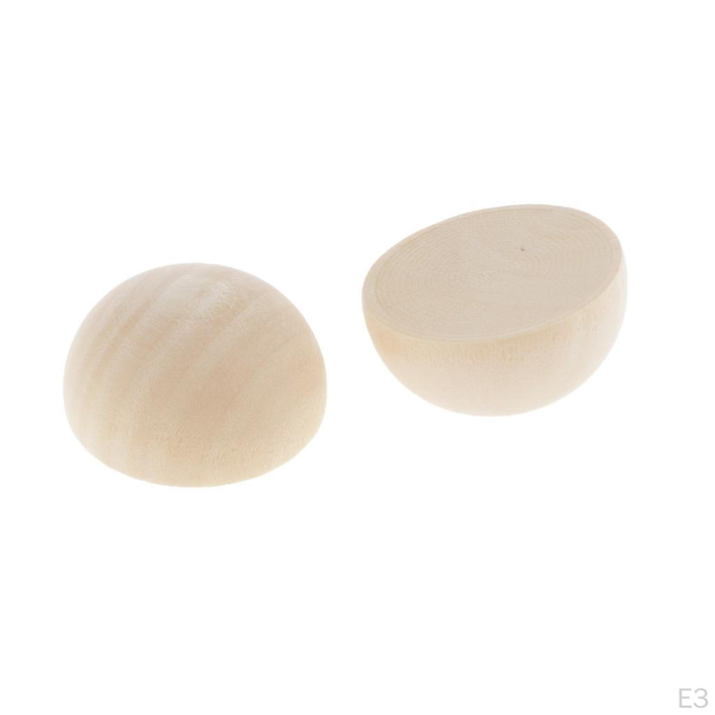 20 Pieces Bulk Half Wooden Beads Hemisphere Shape No Hole Making for Painting Supplies