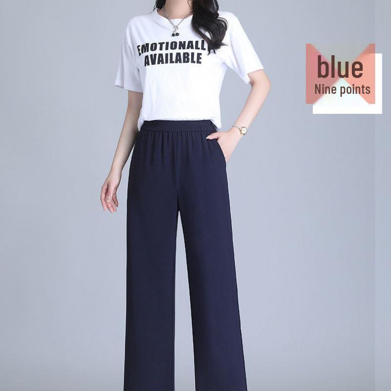 Ice Silk Chiffon High-Waist Quick-Dry Wide-Leg Pants for Women
