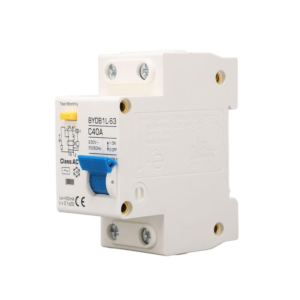 AC Leakage Protector 40A Flame Retardant Overload Protection Single Pole N AC Circuit Breaker with DIN Guide Rail 230V