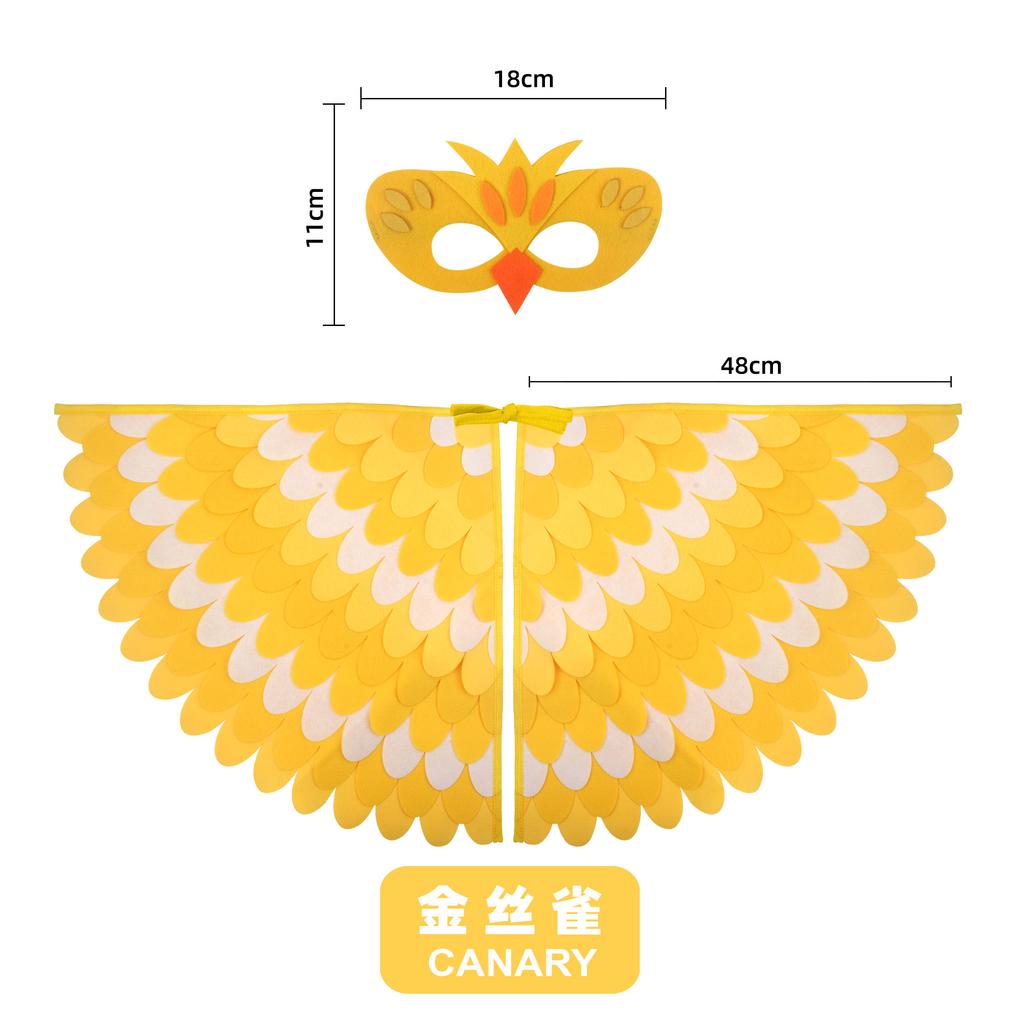 Kids Animal Bird Wings+mask Suit Stage Performance Peacock Owl Parrot Bird Felt Cape Halloween Bird Cosplay Cloak for Girls Boys
