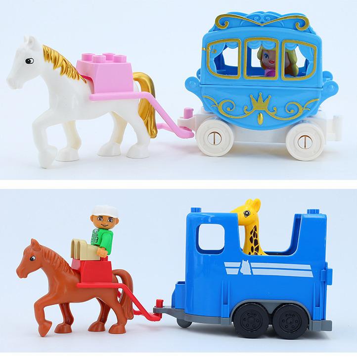 Yidu Large Particle Building Blocks: Motorcycle, Fire Truck, Airplane, Forklift Vehicle Toys