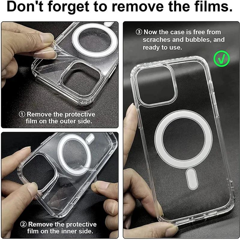 Originalt Magnetisk Magsafe Gjennomsiktig Deksel For iPhone 16 15 14 13 11 12 Pro Max 16 Plus Støtsikkert Trådløs Lading Akryl Deksel