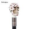 White Resin Skull Poker Head Walking Cane Fashion Decorative Steel Stick Gentleman Elegant Cosplay Cane Knob Crosier 94cm