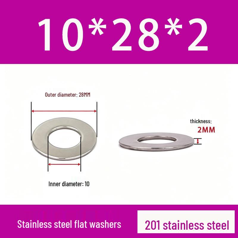 201 Stainless Steel Rust-proof Flat Washer - National Standard Hardware Fasteners with Complete Specifications, In Stock.