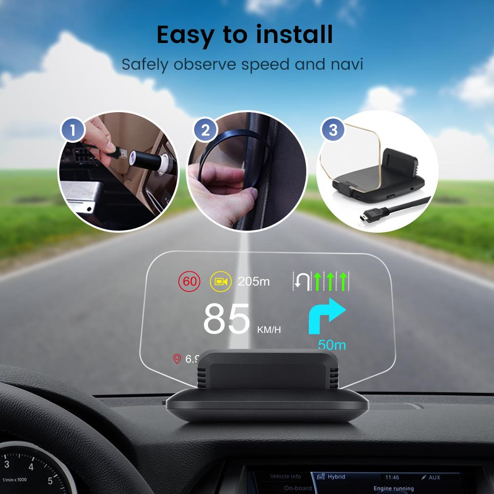 CGEAMDY Universel Auto Head-Up Display, Universal Obd2 en GPS Dual Snelheidsmeter