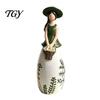 Decorative Girl with Basket Figurine Nordic Style Resin Flower Basket, Creative Desktop Ornament Dried Arrangement Holder for Home Decor, Aesthetic