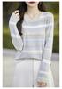 2024 Women's Striped Long-Sleeve Knitwear: Soft Slim Fit Sweater for Layering