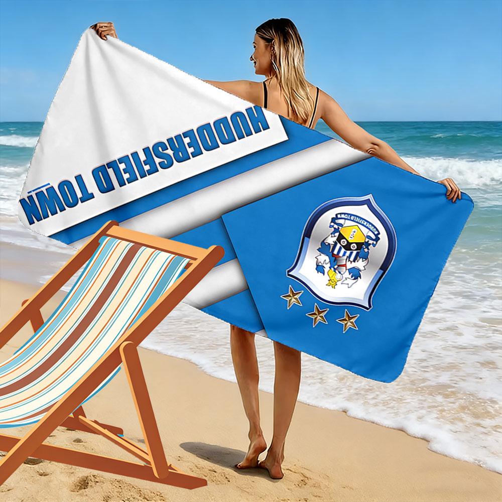 Beach Towel with Huddersfield Town FC Crest, Quick Dry Microfiber, Soft Absorbent, for Soccer Fan Pool Beach Travel