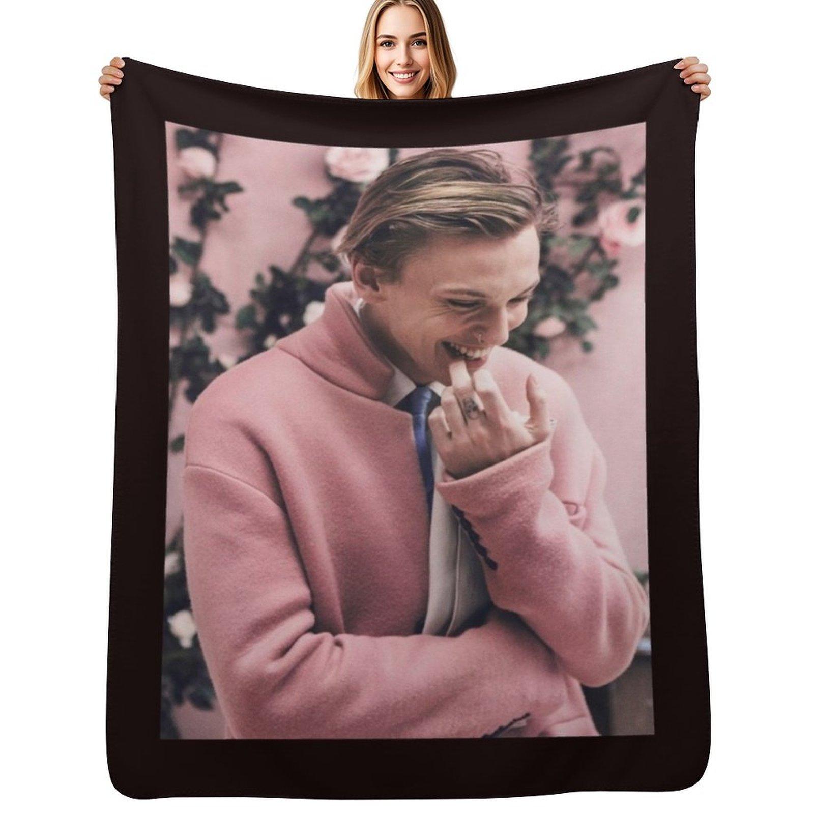 Jamie Campbell Bower Throw Blanket Warm Cozy Throw Blanket for Living Room Couch Size: 75*100cm, Weight: 230 GSM