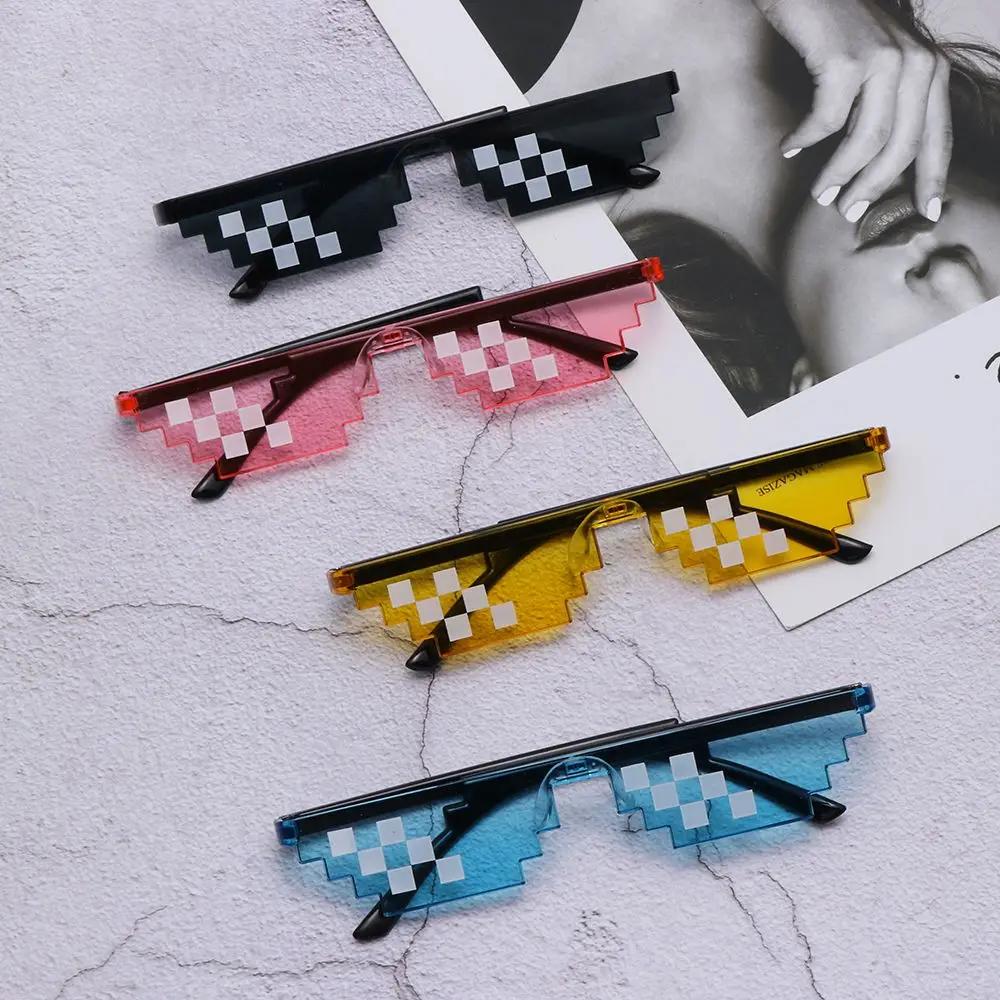 NEW Mosaic Sunglasses Trick Toy Thug Life Glasses Deal With It Glasses Pixel Black Mosaic Sunglasses Cool Jokes Funny Toys