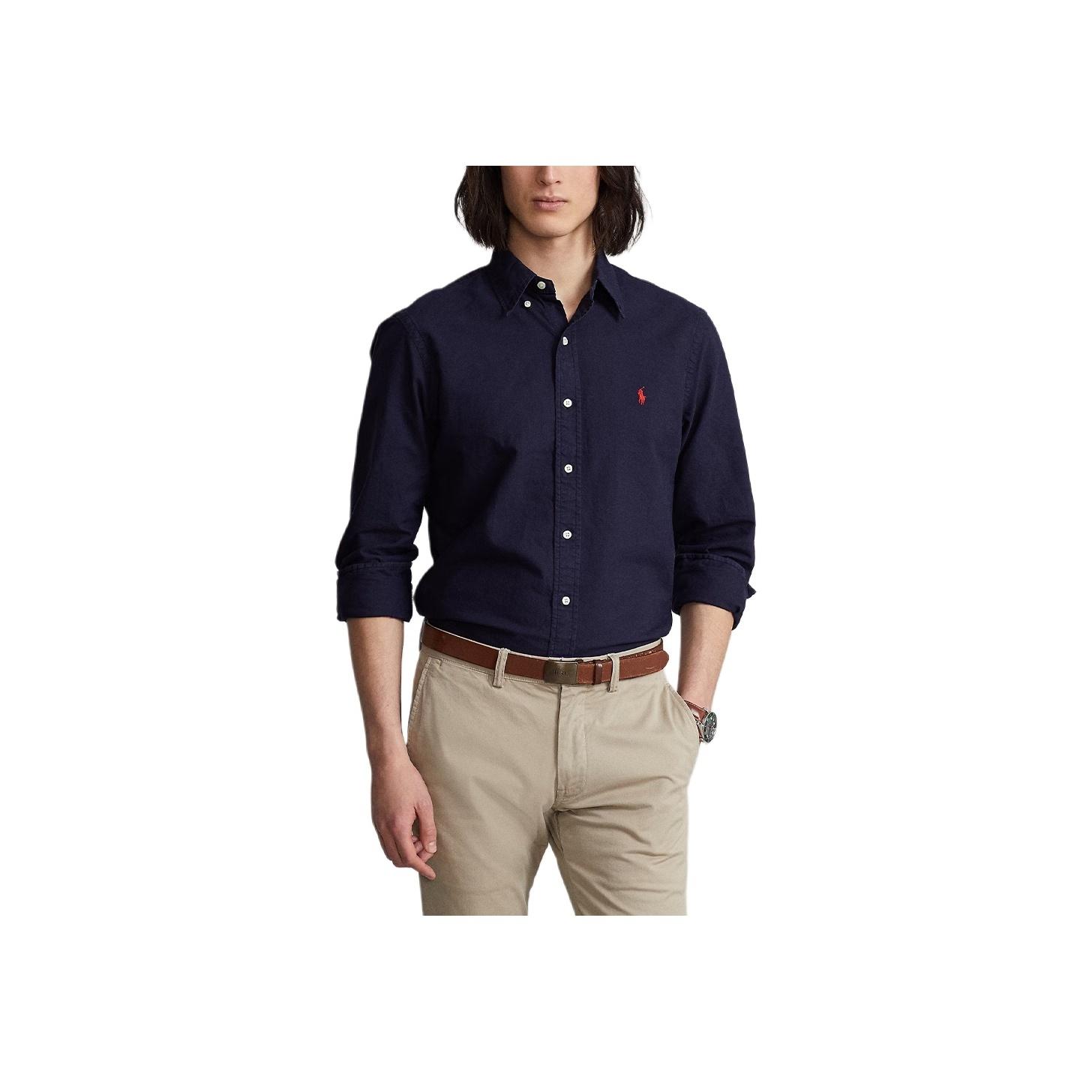 

Polo Ralph Lauren однобортная рубашка с длинным рукавом и вышивкой Pony, мужские рубашки, темно-синие, MNPOWOV16810335-B82 M