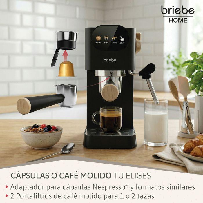 Nordic Machine à Café Expresso Compatible avec Capsules Nespresso 20 Bars 1,2L Briebe EC1180BLK 1350W Noir