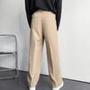 Button Zipper Fly Pockets Loose Korean Style Suit Pants Spring Autumn Mid-Waist Straight Wide Leg Casual Trousers