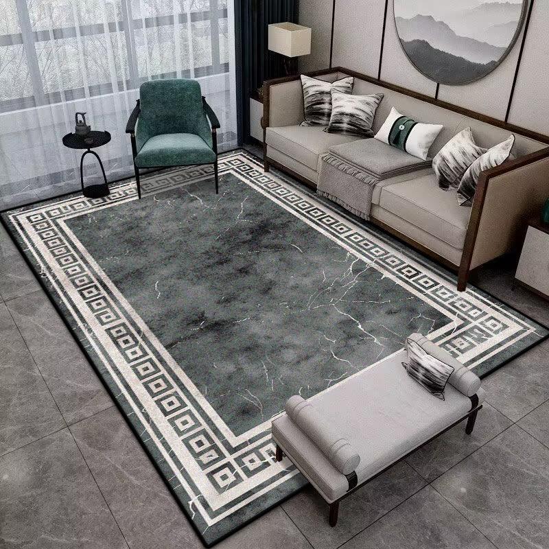 Moderní Jednoduchá Domácí Podložka Měkký Luxusní Koberec do Obývacího Pokoje Protiskluzový Ložnicový Luxusní Dekorace Černý Plošný Koberec Podložka na podlahu