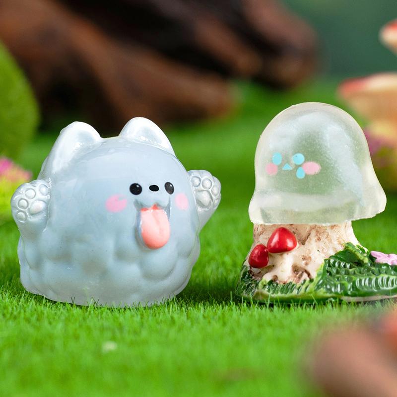 Cute Luminous Halloween Micro Landscape Resin Ghost Miniature Figurines Craft Ornaments Home Decoration Car Desktop Decor Gifts