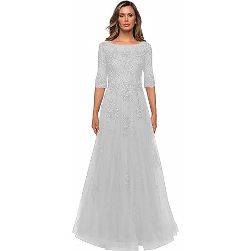 Abendkleid Elegantes Spitzen Brautkleid Damen Formell Ärmel Tante Kleid Kleid