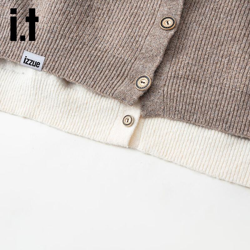 Izzue IT Women's Faux Two-Piece Lapel Knit Cardigan