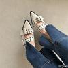 Fashion Sharp pointed medium thick single shoes for women in spring summer with buckle comfortable temperament women's single shoes