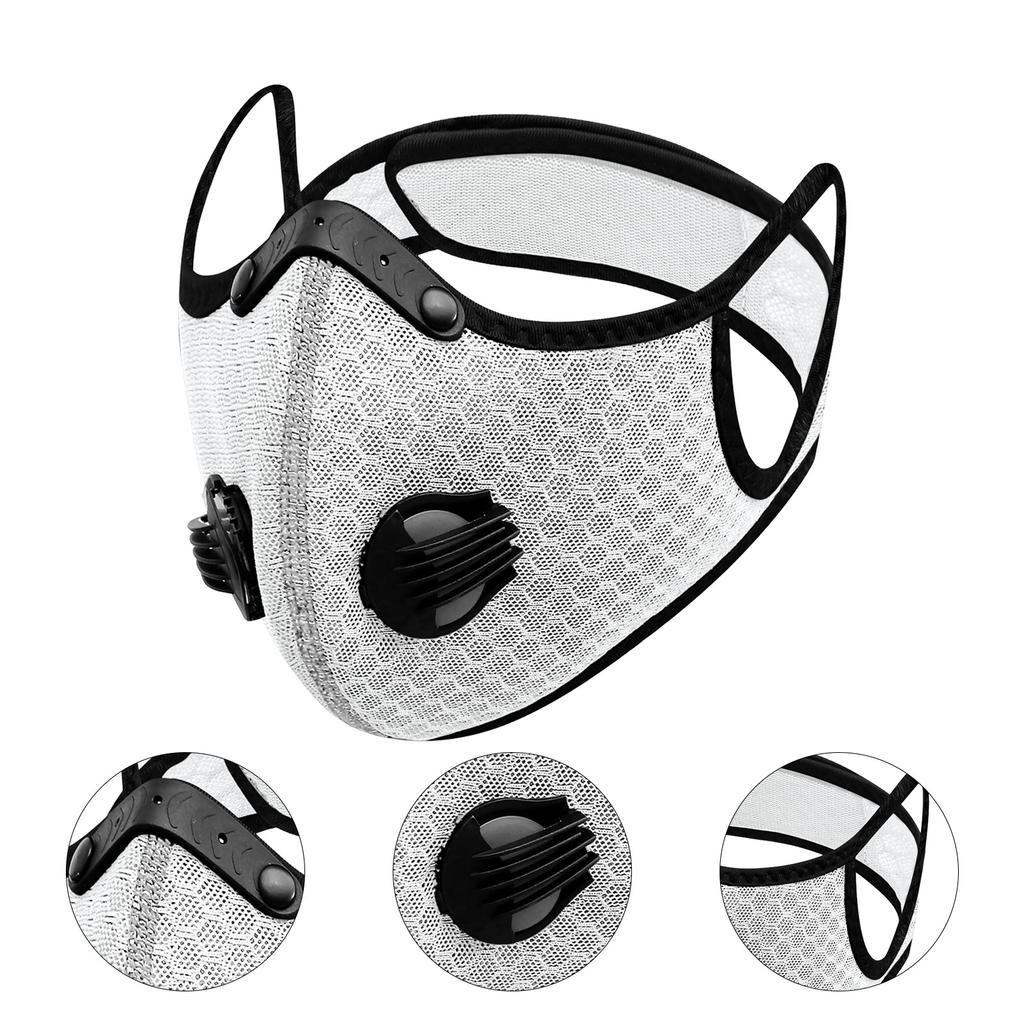 Unisex Windproof Riding Mask with Filters Valves Reusable Face Protection Mask for Walking Cycling Motorcycling