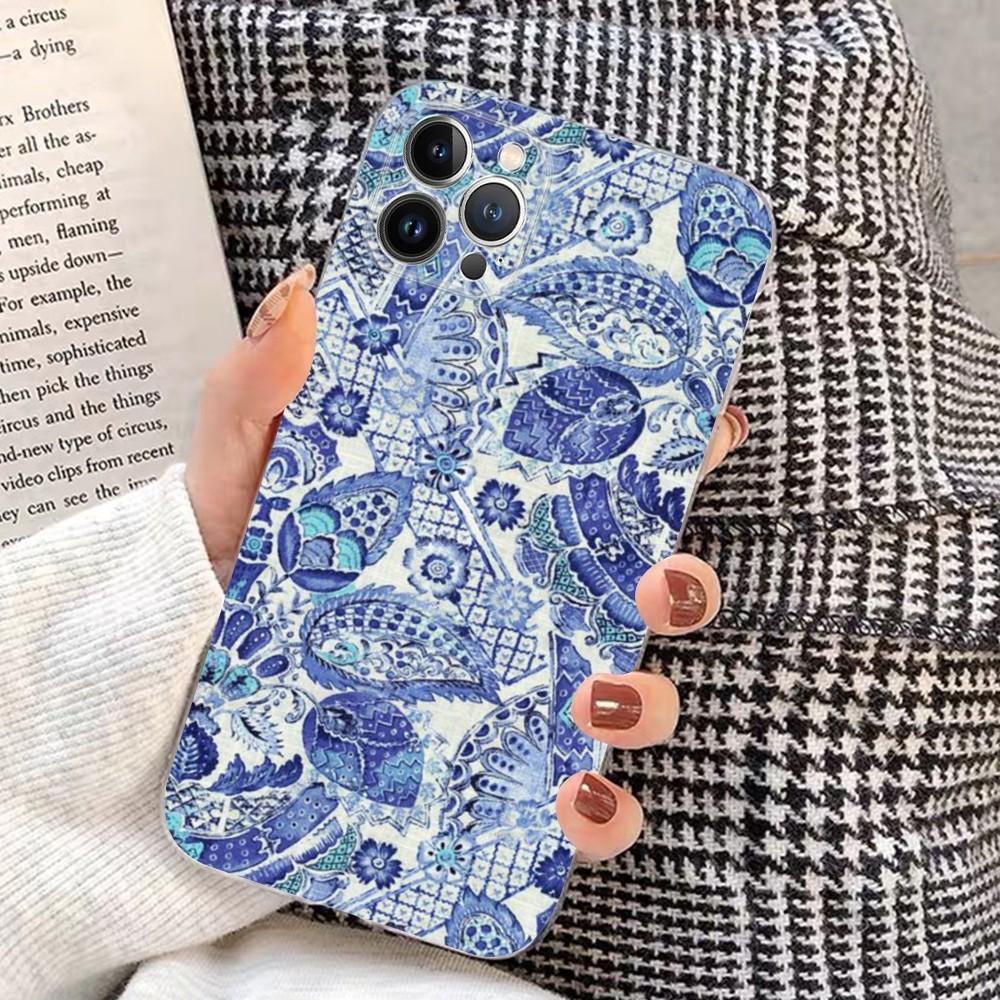 Blue and white porcelain Phone Case for iPhone 15 8 7 6 6S Plus X SE 2020 XR XS 14 11 12 13 Mini Pro Max Mobile Case