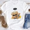Cute Little Bear Print TShirt Summer Trend White Short Sleeve Neck Casual Sports Aesthetic Clothes Womens Graphic T Shirts