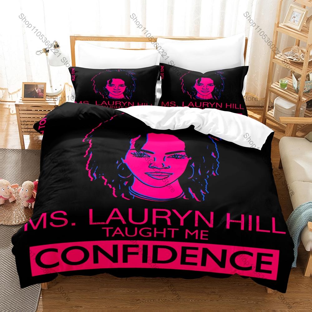 Lauryn Hill Vintage Afro Soul Reggae Themed 3PCS Bedding 1 Duvet Cover + 2 Pillowcases Envelope Pillow Covers All Season