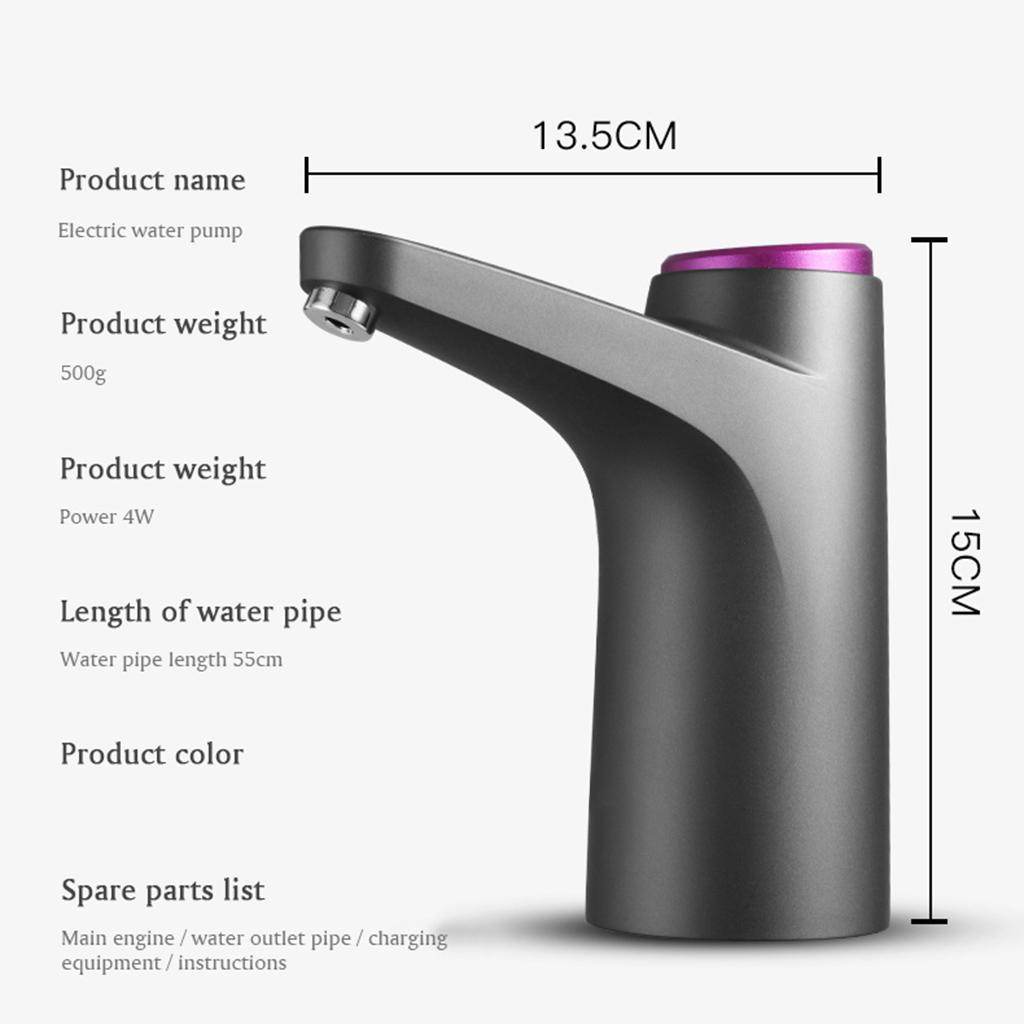 Bomba de água engarrafada automática portátil com carregamento USB Bomba dispensadora de água elétrica com controle de volume de 600 ml Dispensador de água sem fio