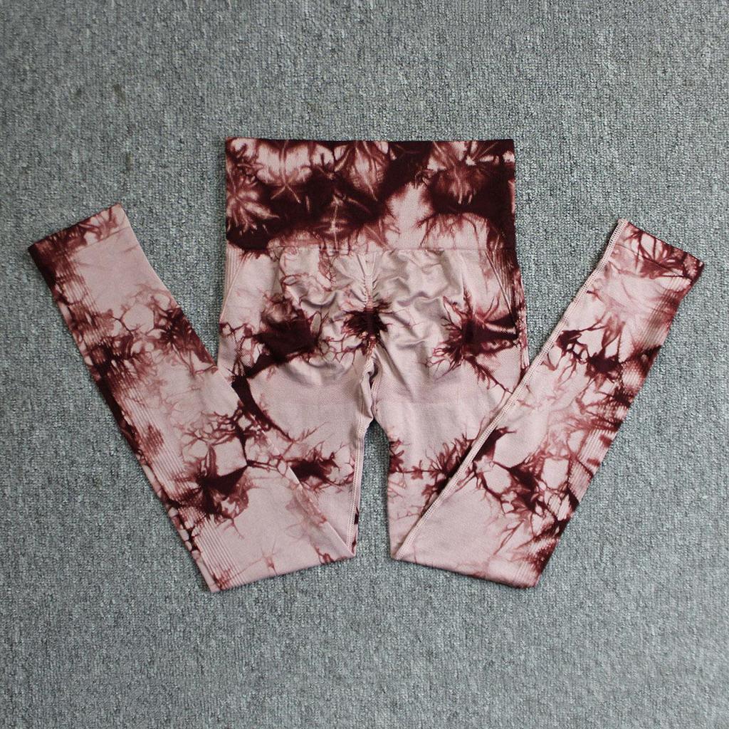 Exclusive Tie-Dye High-Waisted Peach Lift Yoga Pants - Seamless, Thick, and Long for Europe and America