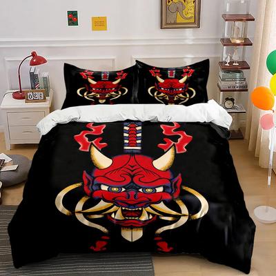 Samurai Mask Decor Set - Home Wall Art Soft Comfortable Duvet Cover Bedding Set Included 1*Duvet Cover & 2*Pillowcases Gift