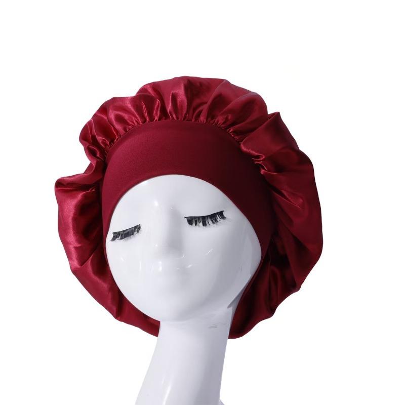 New Soft Silk Satin Lined Bonnet Large Satin Hair Bonnet Household Sleep Shower Cap Hair Wrap Cover for Long Hair Salon Tool