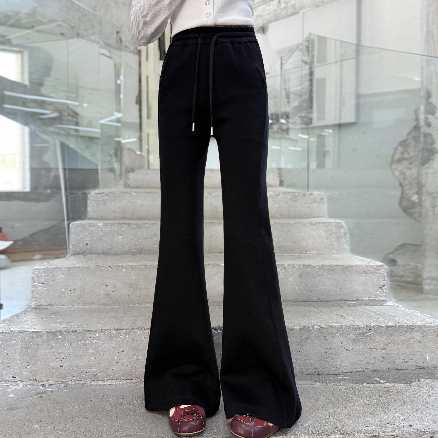 

2025 Дівчачі мікро-кльошні спортивні штани-підкови - Весняно-осінній стиль, повсякденні спортивні штани для старших дітей 140 cm чорний